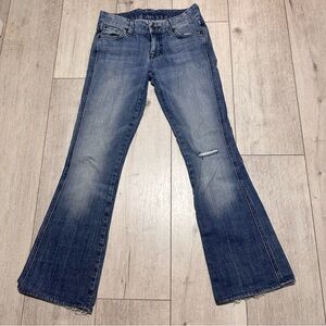 7 For All Mankind Vintage White Wash Flare Jeans Y2K bootcut Hippie Size 25